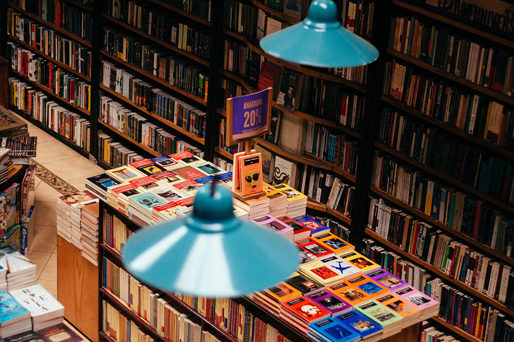 bookstore with colourful books
